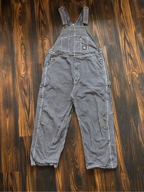 Berne Men's Stripe Overalls - Blue & White